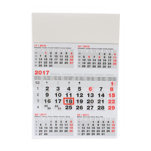 Calendario mensual exposición 5 meses pared
